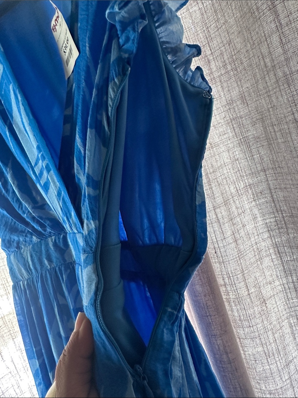 Taylor Blue Palm-Print Flutter Sleeve Tiered Maxi Dress - Picture 11 of 12